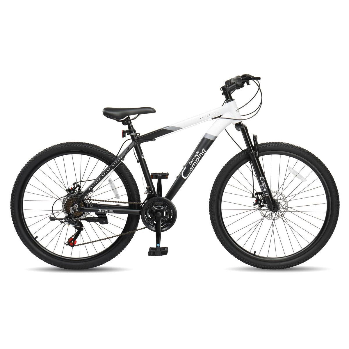 Winado - 26-Inch Mountain Bike 21 Speed Aluminum Alloy Frame Mountain Bicycle,Sturdy Steel Frame, Front Suspension - White & Black