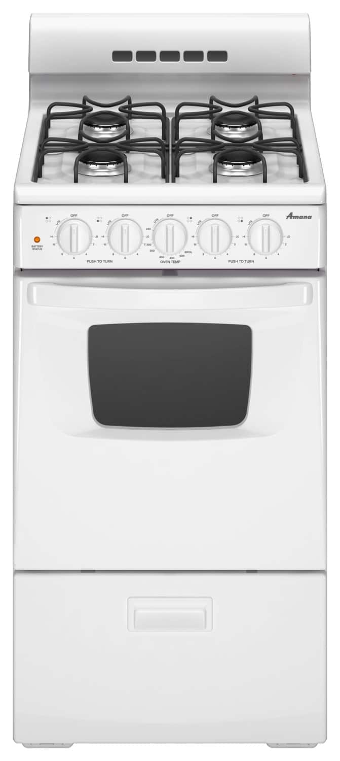 Amana - 20 in. Wide 4 burners 2.6 cu. ft.  Freestanding Gas Range - White