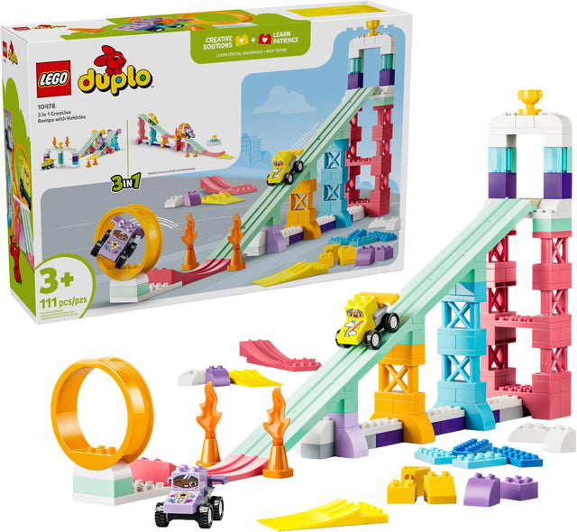 LEGO duplo 10478 3 in 1 Creative with Vehicles Ramps LEARN CREATIVE SOLUTIONS PATIENCE LEARN SPATIAL AWARENESS - KEEP TRYING 3+ 111 pcs/pzs