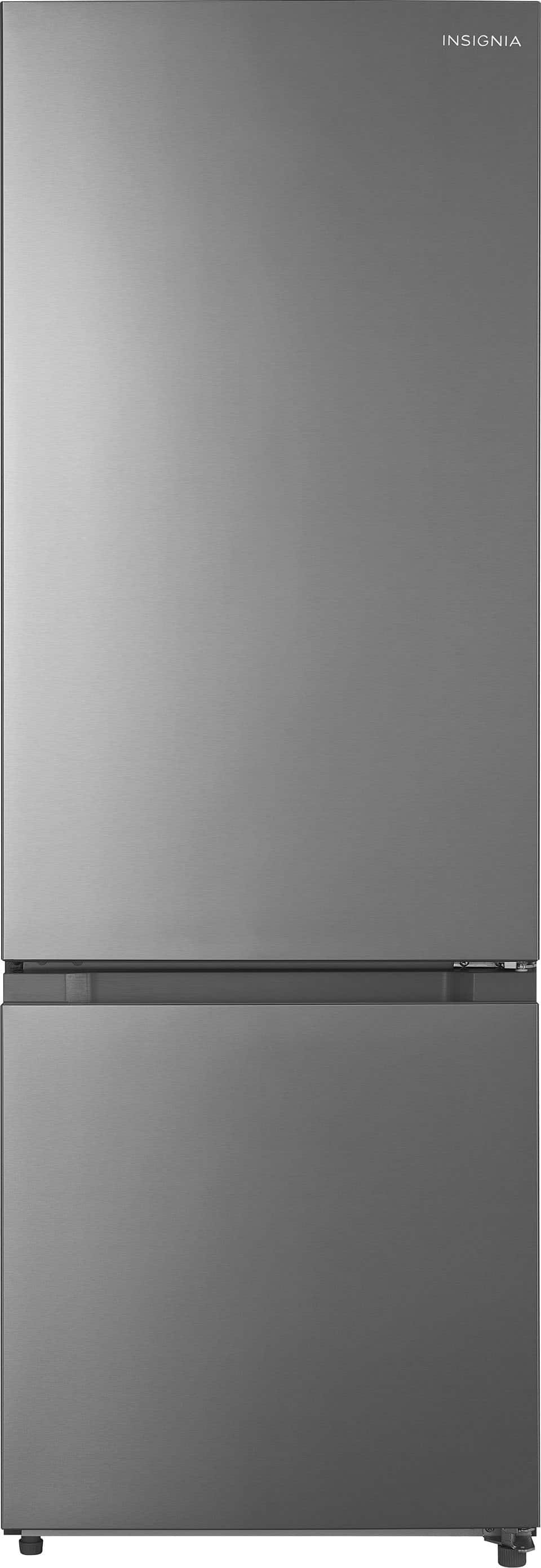 Insignia™ - 24 in. Wide 11.5 Cu. Ft. Bottom Mount Refrigerator with ENERGY STAR Certification - Stainless Steel