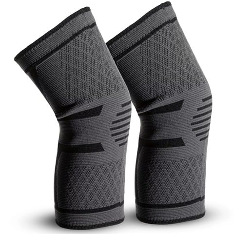 Front. Luminuxe - Compression Knee Brace for Men & Women Knee Support Sleeves for Running, Arthritis, ACL and more – Medium - Grey.