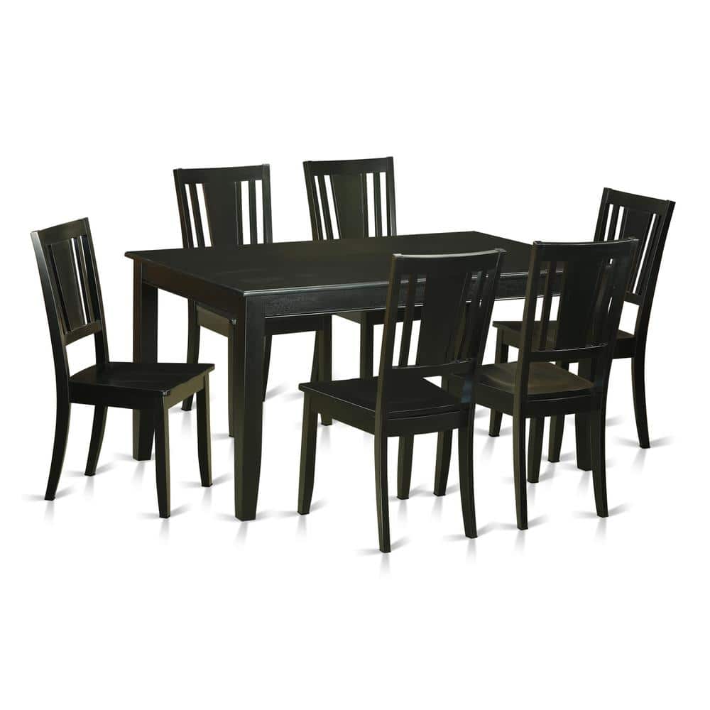 East West Furniture - 7 Pc Dining room set for 6 -Dining Table and 6 Chairs for Dining Chairs - Black