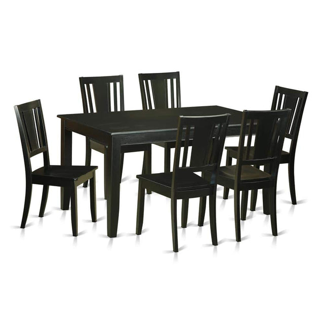 Front. East West Furniture - 7 Pc Dining room set for 6 -Dining Table and 6 Chairs for Dining Chairs - Black.