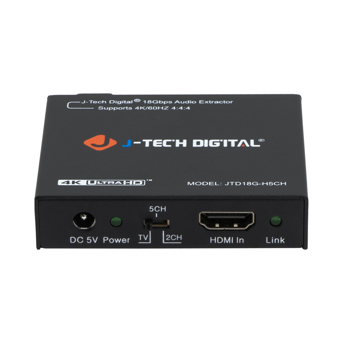 J-Tech Digital - 4K 60Hz HDMI Audio Extractor with Optical and 3.5mm Outputs - Black