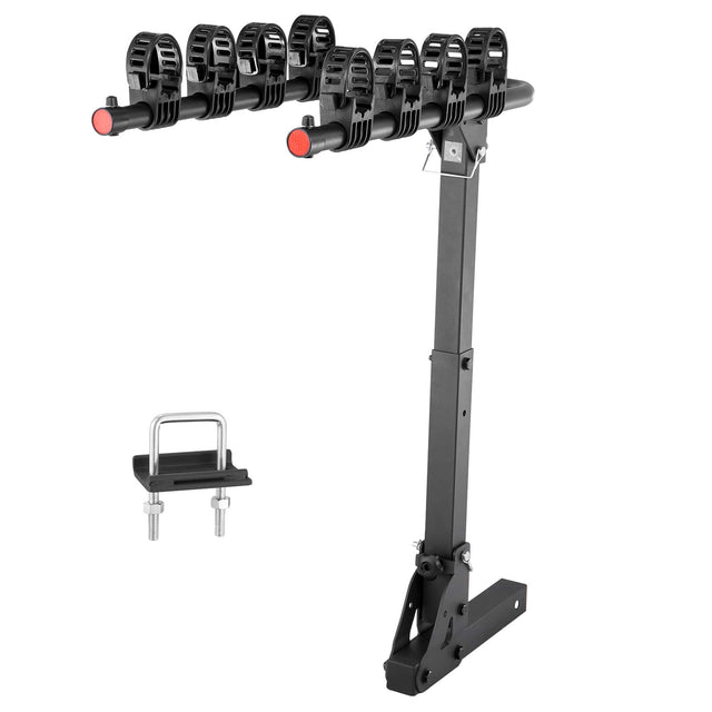 Front. VEVOR - Hitch Mount Bike Rack, 4-Bike Carrier Rack, 150 LBS Capacity Bike Rack Hitch for 2-inch Receiver, for Car, SUV, Truck - Black.