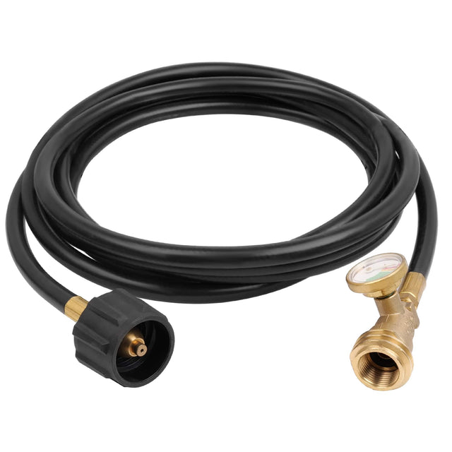 Front. Empava - 15 ft Propane Hose Extension with Gauge – Universal QCC1/Type 1 Fit for Grills, Heaters & Fire Pits – Leak Detector - Black.