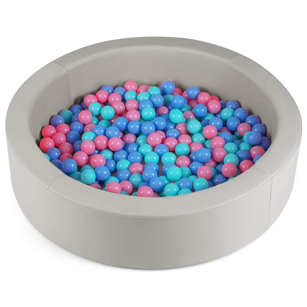 Costway - 42.5" Round Foam Ball Pits with 25D Sponge Filling Washable PU Cover for Kids Gift - Gray