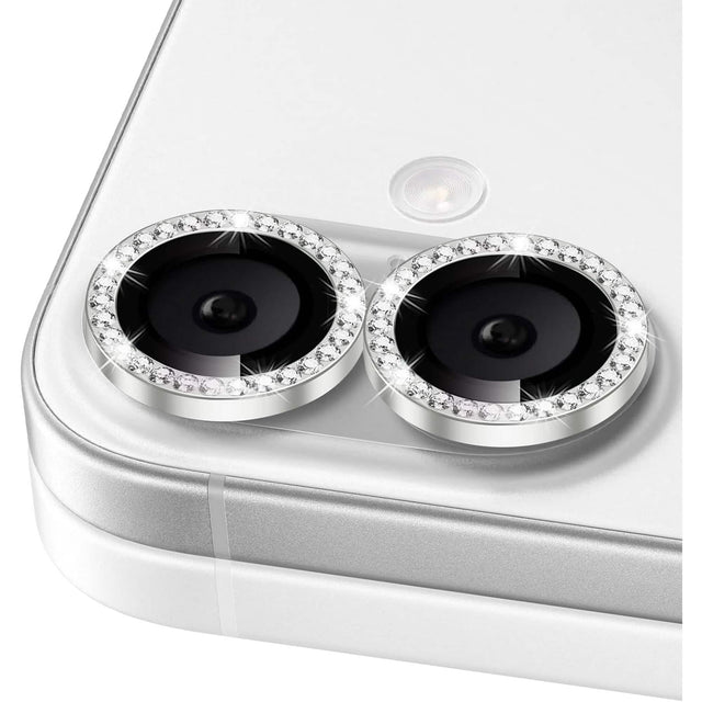 Front. Entronix - Entronix Camera Lens Protector Compatible with iPhone 17 - Luxury Diamond Metal Cover - Silver.
