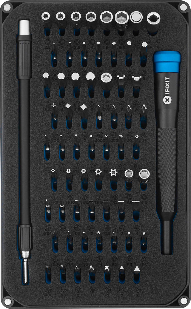 Front. iFixit - Mako 64-Bit Driver Kit - Black/Blue.