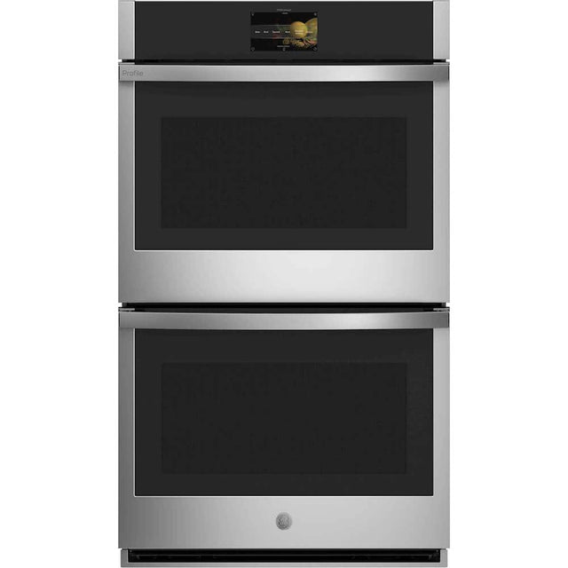 Front. GE Profile - 30" Smart Built-In Double Electric Convection Wall Oven with Air Fry & In-Oven Camera - Stainless steel.