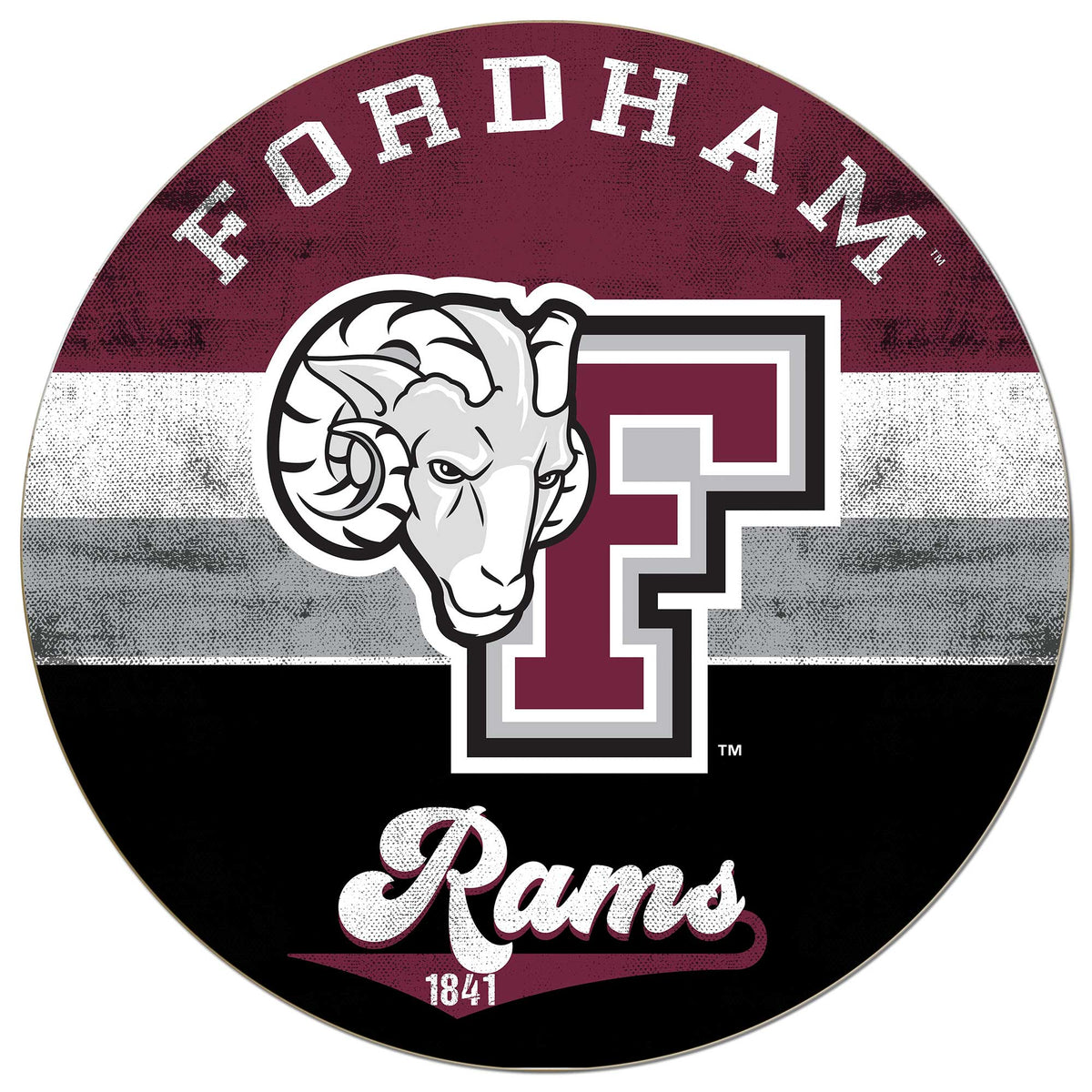 Jardine - Fordham Rams 20'' x 20'' Retro Logo Circle Sign - Maroon