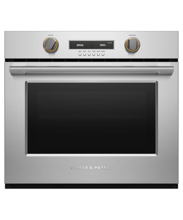 Front. Fisher & Paykel - 30-in Built-In Single Electric Convection Wall Oven - Stainless Steel.