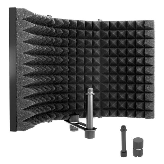 Front. Pyle - Pyle Microphone Isolation Shield- 3 Panel Noise Absorbing Record Booth Studio Acoustic Vocal Dampening Filter - Black.