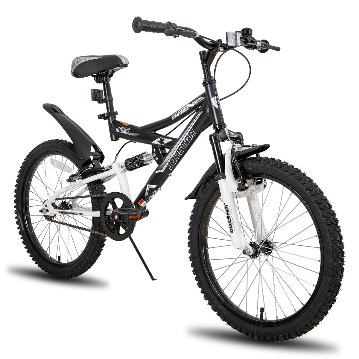 JOYSTAR - 20 Inch Kids Bike for Boy Girl Ages 7-13, Dual-Suspension Kids Mountain Bike, Dual Handbrake & Kickstand - Black