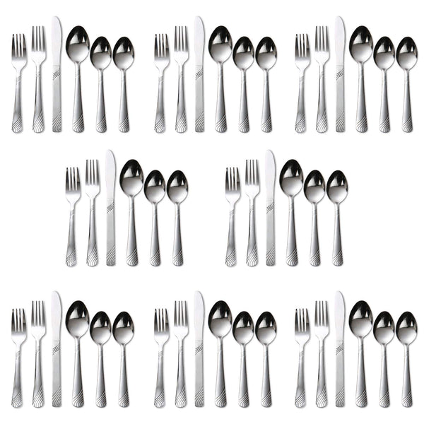 KITCHENTREND - Kitchentrend48 Pcs Cutlery Set For 8 Stainless Steel Knife Fork Spoon Tableware Flatware Set Kitchen Dinnerware Gift - Silver