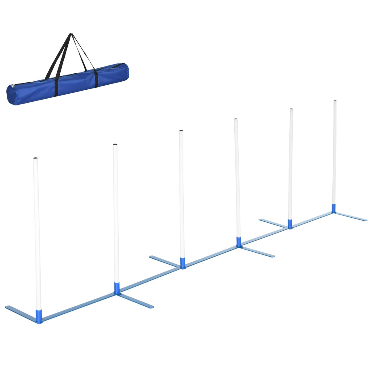 Pawhut - Dog Agility Training Equipment Set with Weave Poles, Carry Bag, Dog Agility Course for Outdoor, Garden, Backyard - White