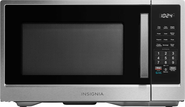 Ou 10:24 Time Cook Time Defrost Weight Defrost Power Clock Kitchen Timer Popcorn Potato Pizza Frozen Dinner Vegetable Beverage Plate P R 1 2 4 5 7 8 On on Stop Cancel 0 Power Memory e Saving 3 6 9 Start +30 Sec. INSIGNIA