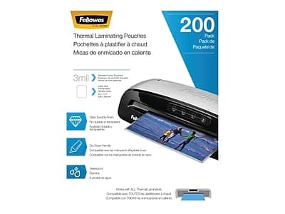 Fellowes - Thermal Laminating Pouches, Letter Size, 3 Mil, 200/Pack - Clear
