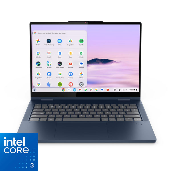 Lenovo - Chromebook Plus 2-in-1 14" Full HD Touchscreen Laptop - Intel Core 3 Processor N355 2025 - 8GB Memory - 128GB Storage - Cosmic Blue