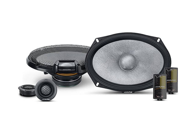 Front. Alpine - R-Series 6x9" 2-Way Hi-Resolution Component Pro Car Speakers with Glass Fiber Reinforced Cone (Pair) - Black.