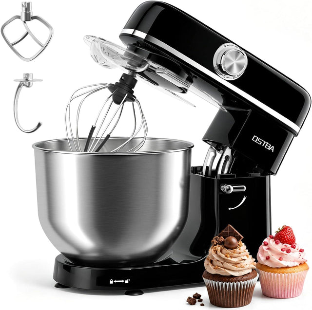 Front. OSTBA - Stand Mixer, 6 Speed Tilt-Head Electric Kitchen Mixer with 6.3QT Bowl - Black.