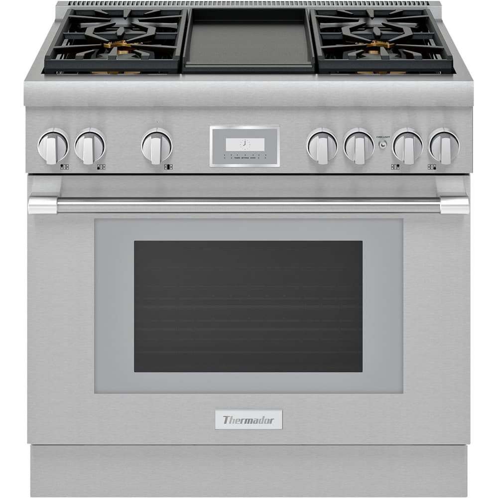 Thermador - Pro Harmony 36 in. Wide 5.0 Cu. Ft. Freestanding Gas Convection Range with Manual cleaning 4 Burners - Stainless Steel