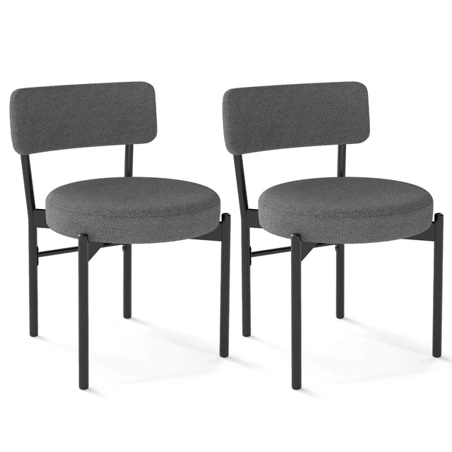 Front. Costway - Dining Chair Set of 2 with Curved Backrest Padded Seat & Metal Legs for Dining Room - Gray.