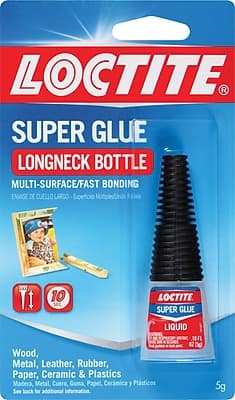 LOCTITE  
SUPER GLUE  
LONGNECK BOTTLE  
MULTI-SURFACE/FAST BONDING  
ENVASE DE CUELLO LARGO - Superficies Múltiples/Ution Rápida  

TI 10  
LOCTITE SEC  

Wood, Metal, Leather, Rubber, Paper, Ceramic & Plastics  
Madera, Metal, Cuero, Goma, Papel, Cerámica y Plásticos  

See back for additional information.  
Consulte la parte posterior para más información.  

5g