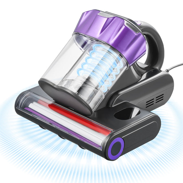 Front. VEVOR - Mattress Vacuum Cleaner, 550W Bed Vacuum Cleaner with 18Kpa Powerful Suction and Dual Dust Bin, HEPA Filter & Heating - Grey;Purple.