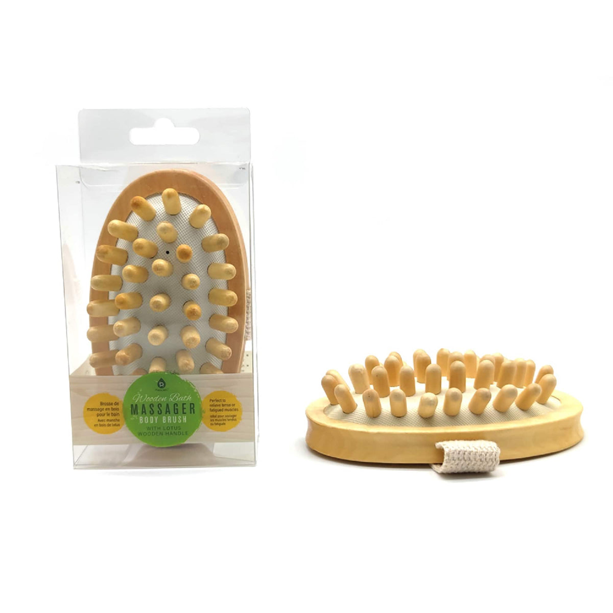 Pursonic - Rubber Massager with Lotus Wooden Handle - Beige