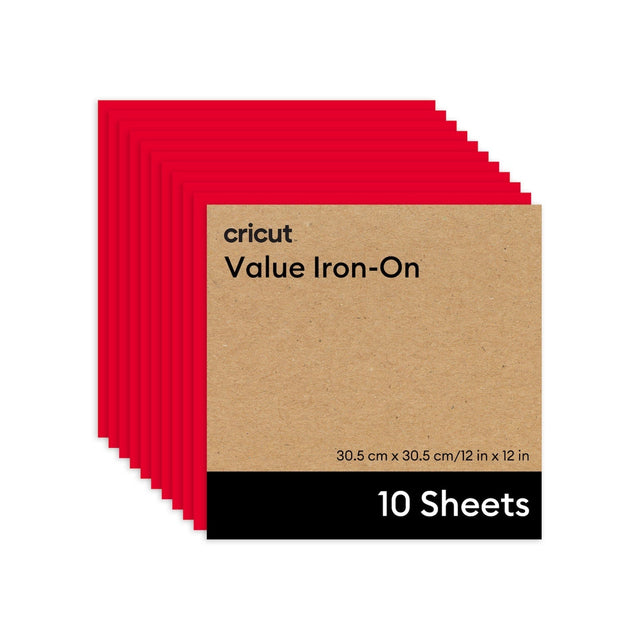 cricut Value Iron-On  
30.5 cm x 30.5 cm / 12 in x 12 in  
10 Sheets