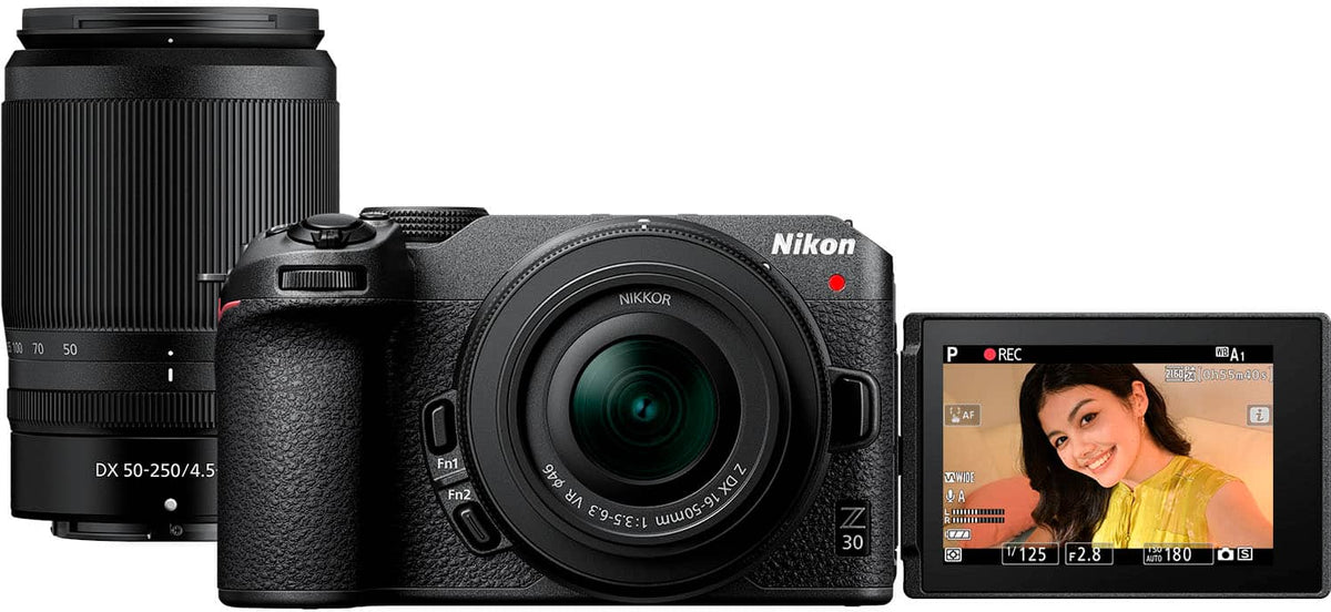 Nikon - Z 30 4K Video Mirrorless Camera with Two Zoom lenses, the NIKKOR Z DX 16-50mm and NIKKOR Z DX 50-250mm VR Lenses - Black