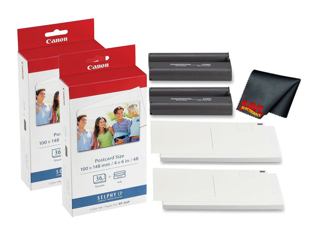 Canon Paper aon Canon A CoeCe cESCES Lone CtrcR Lates Lan ELECTRONICS Po: 100 x 148 36 Sheet SE E COM Color Ink Size Postcard in / 4R 4 x 6 mm / 100 x 148 36 + Ink Sheets CP SELPHY PHOTO PRINTER COMPACT Set KP-36IP Ink Paper Color