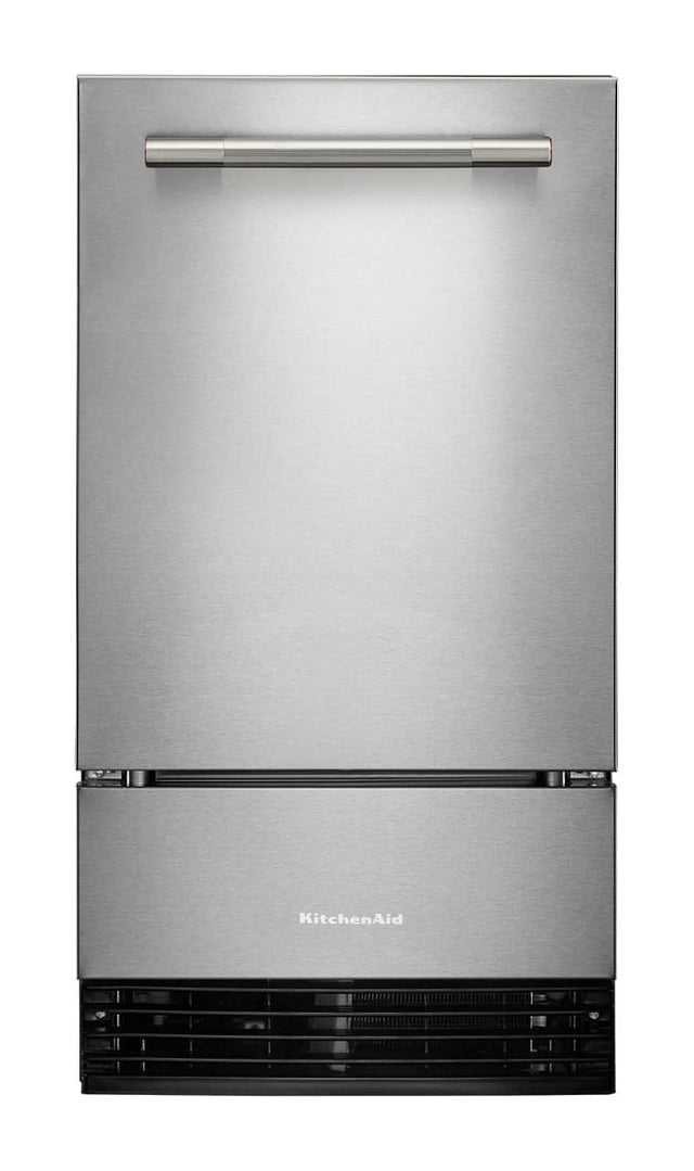 Front. KitchenAid - 18 inch 35-Lb. Ice Maker - PrintShield Stainless Finish.