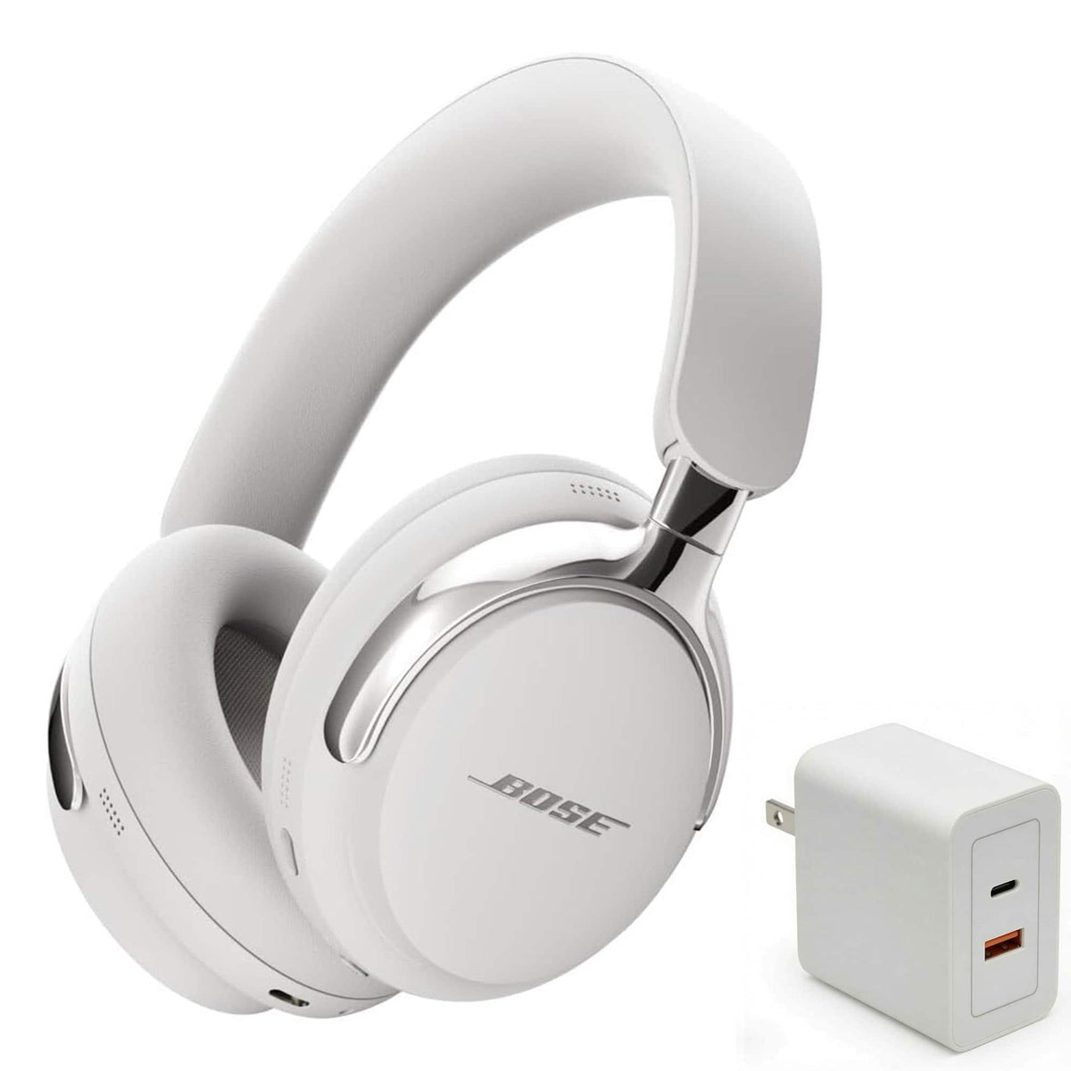Bundle - Bose - QuietComfort Ultra Bluetooth Headphones (2nd Gen) with Fast Charger, Noise Cancelling (White Smoke)