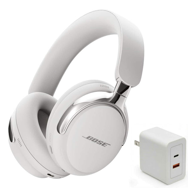Front. Bose - Bose QuietComfort Ultra Bluetooth Headphones (2nd Gen) Bundle with Fast Charger, Noise Cancelling (White Smoke).