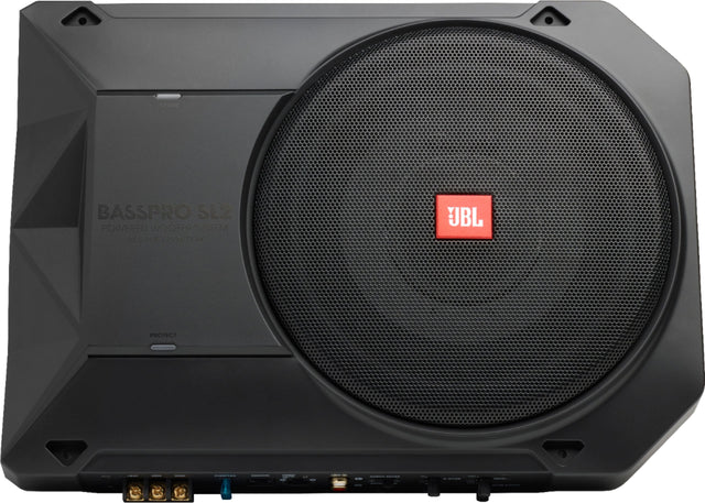Front. JBL - BASSPRO 8" Single-Voice-Coil Loaded Subwoofer Enclosure with Integrated Amp - Black.
