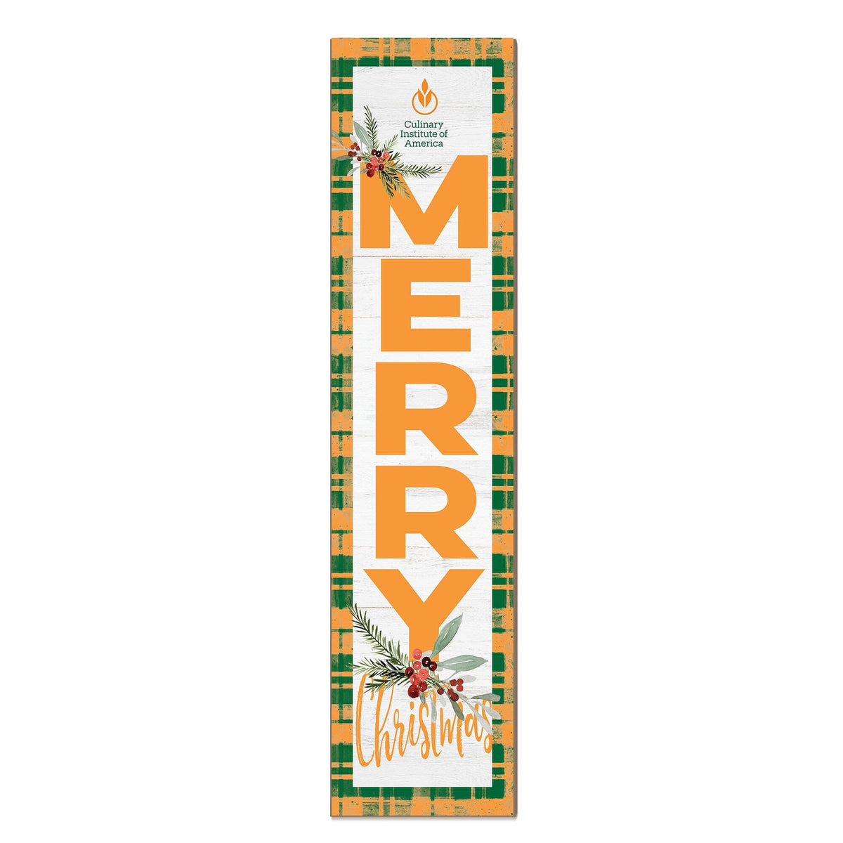 Jardine - Culinary Institute of America Steels 12'' x 48'' Outdoor Merry Christmas Leaner - White