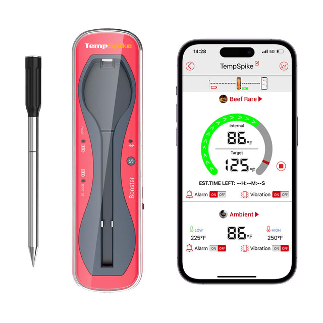 Alt View 11. ThermoPro - TempSpike Bluetooth Smart Food/Meat Thermometer - Red/Black.
