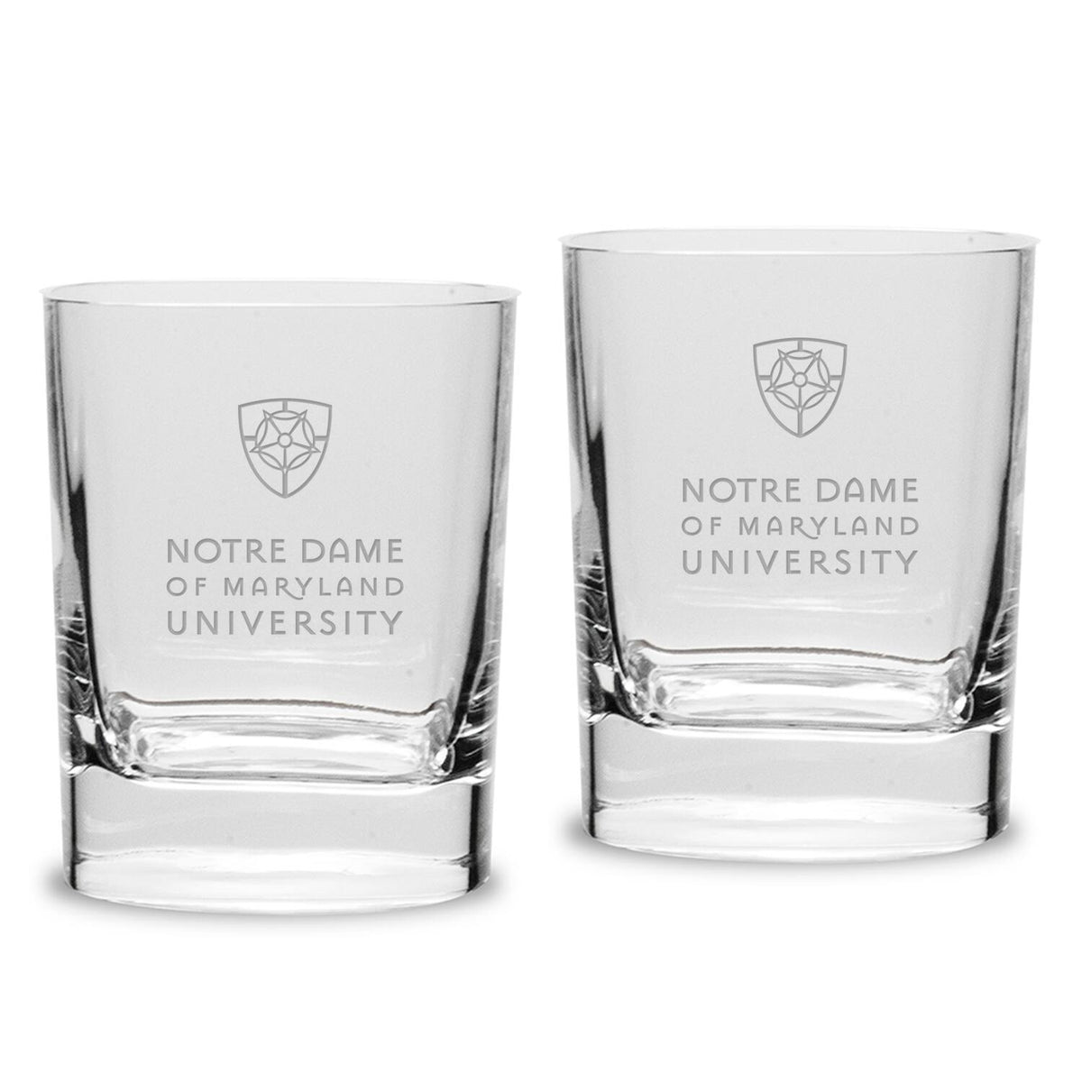 Jardine - Notre Dame of Maryland Gators 11.75oz. Two-Piece Luigi Bormioli Square Double Old Fashion Glasses Set - Multicolor