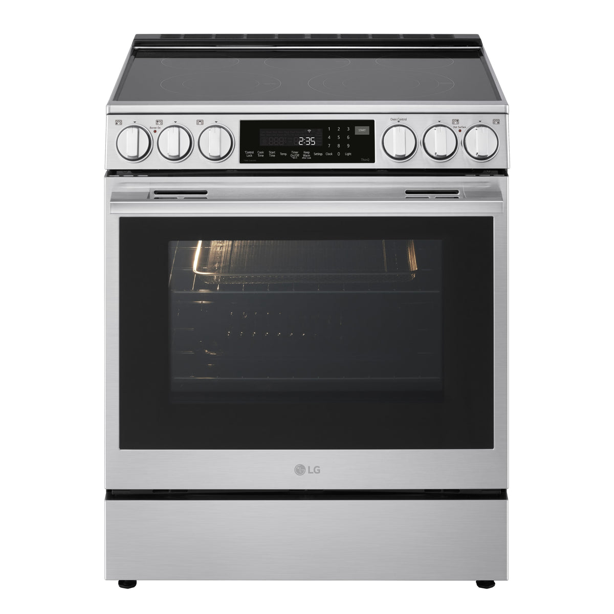 LG - 30-in Wide 6.3 Cu. Ft. Slide-In Electric True Convection Smart Range with 5 Elements, Air Fry and 2 UltraHeat Elements - Stainless Steel