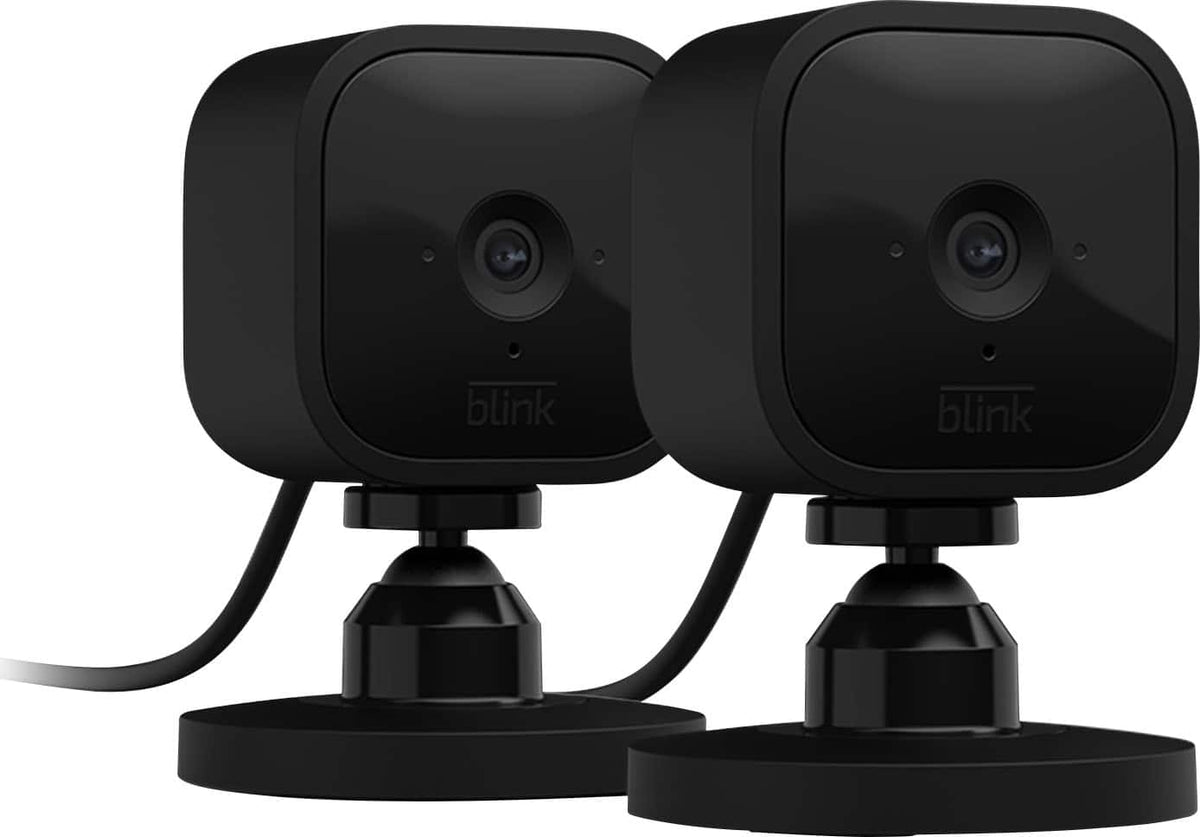 Blink - Mini - Compact indoor plug-in smart security camera, 1080p, night vision, motion detection, 2 way audio – 2 cam - Black