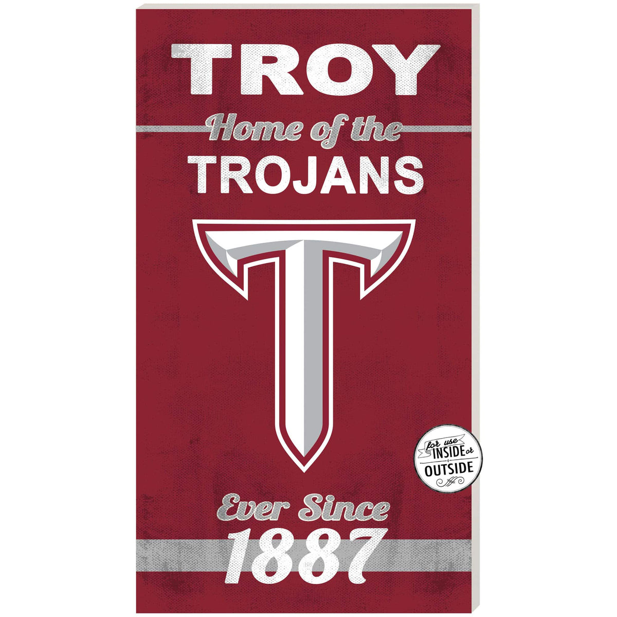 Jardine - Troy University Trojans 11" x 20" Indoor/Outdoor Home Of The Sign - Maroon