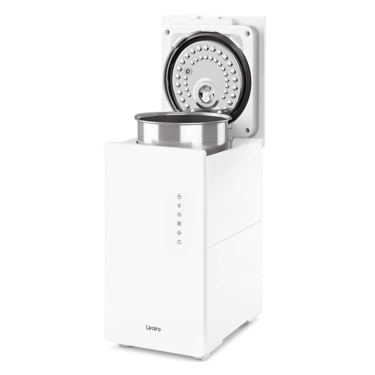Livatro - 6L Stainless Steel Warm Mist Humidifier, Easy-Clean Steam Humidifier with Sleep Mode & Auto Shut-Off - White