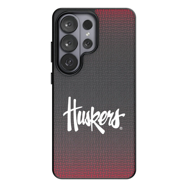 Front. Keyscaper - Nebraska Huskers Linen Galaxy Magnetic Bump Case - S25 Ultra - Black.