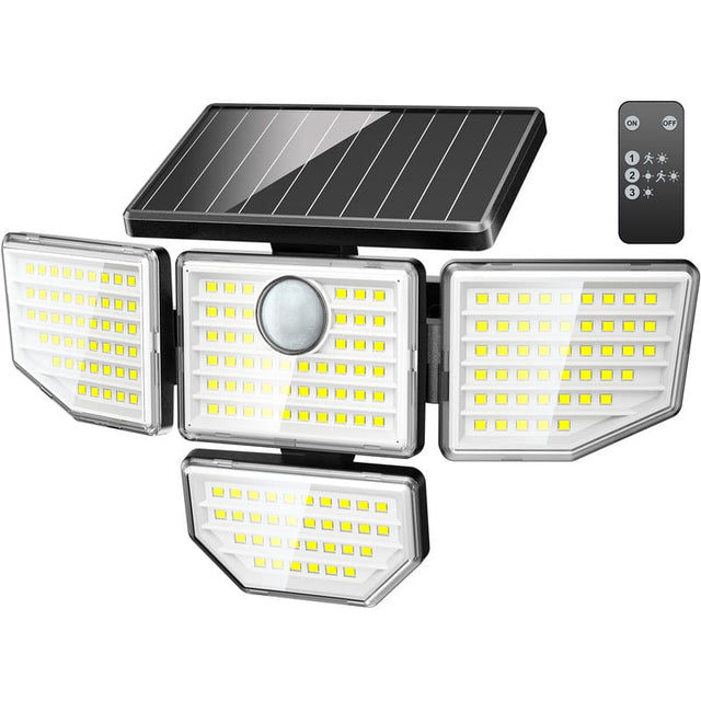 Front. Adewalk - Upgraded 3000LM 188 LED 4 Head Solar Light Motion Sensor IP65 Waterproof Security Lamp for Yard Backyard Use - White.