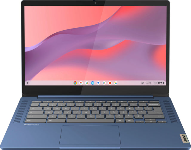 Front. Lenovo - IdeaPad Slim 3 Chromebook Laptop - 14" FHD Touchscreen Laptop - MediaTek Kompanio 520 - 4GB Memory - 64GB eMMC - Abyss Blue.