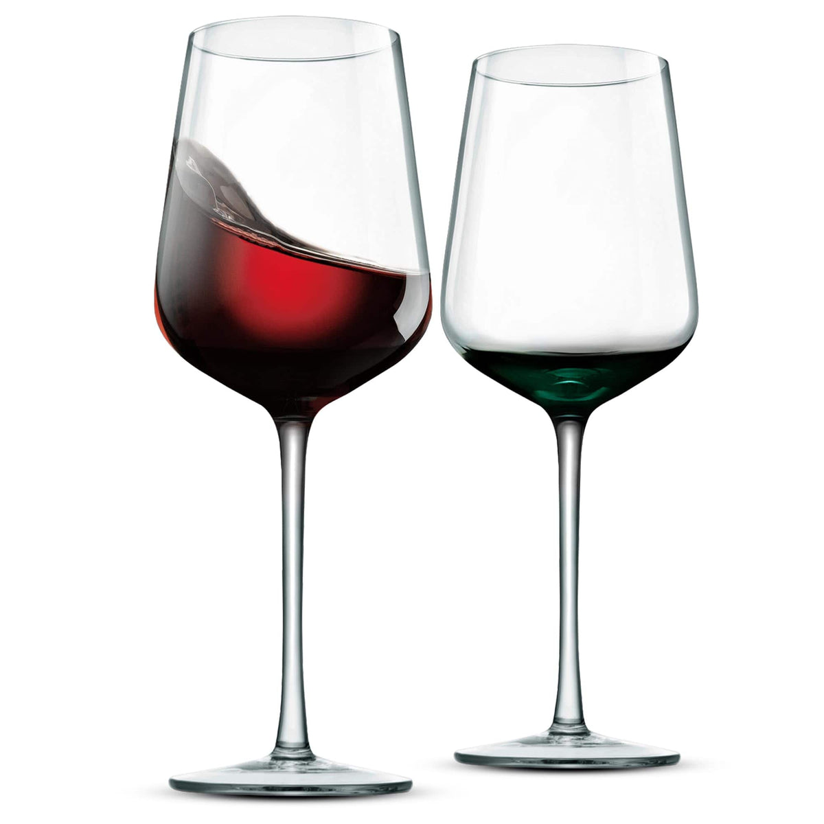 NutriChef - Stemmed Wine Glasses Set of 2, 22oz Crystal Red or White Wine Glass, Lead-Free - NGL2WINB - Clear