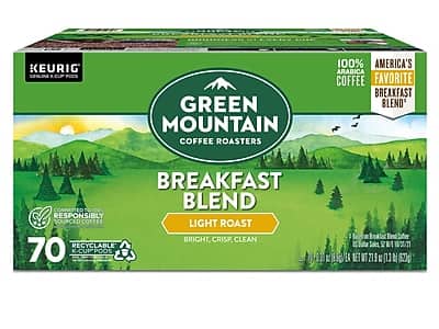 Green Mountain Coffee - Breakfast Blend Coffee Keurig K-Cup Pods, Light Roast, 70/Box