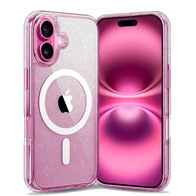 Front. Entronix - Entronix [Magnetic] Case Compatible with iPhone 16 Plus - [Hard Back] Glitter Clear - Clear.